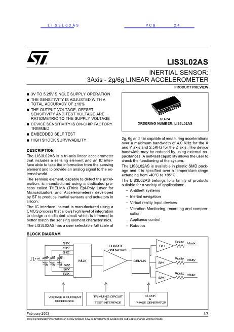 LIS3L02AS数据手册封面