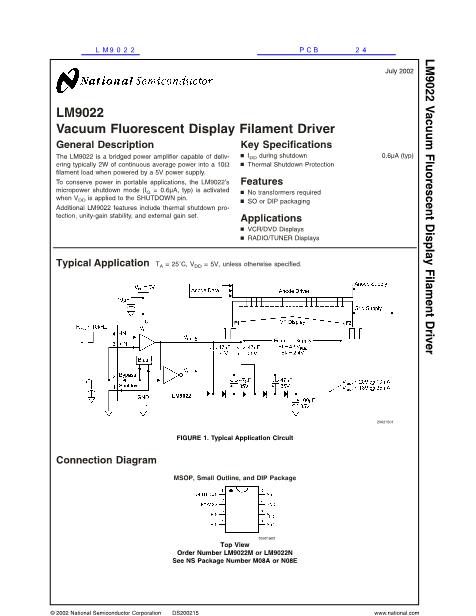 LM9022數(shù)據(jù)手冊封面