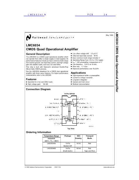LMC6034數(shù)據(jù)手冊封面