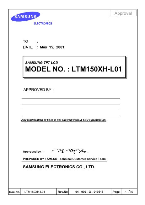 LTM150XH-L01数据手册封面