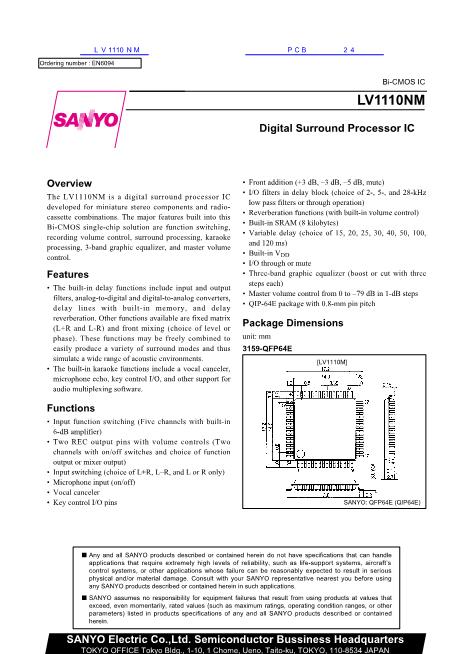LV1110NM數(shù)據(jù)手冊封面
