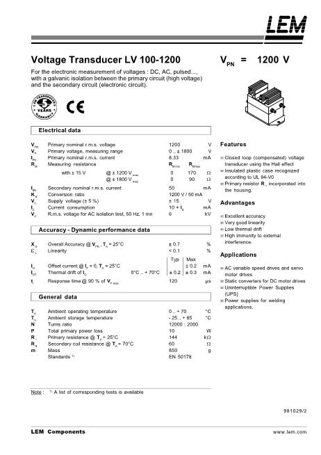 LV100-1200數(shù)據(jù)手冊封面