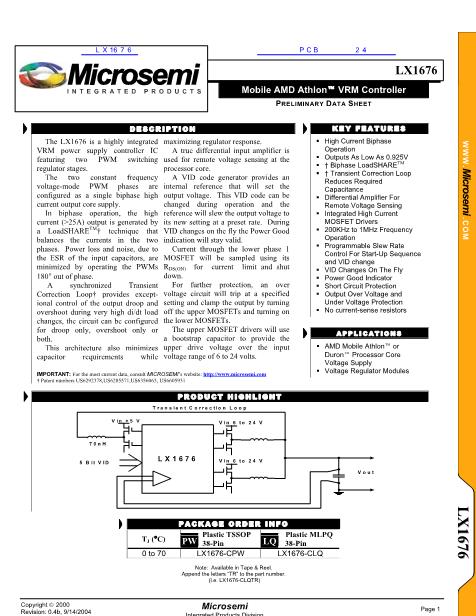 LX1676數(shù)據(jù)手冊(cè)封面