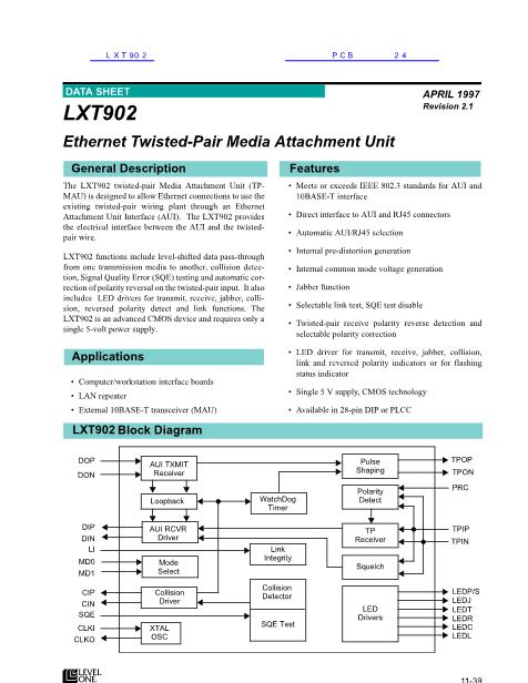 LXT902数据手册封面