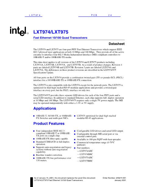 LXT974数据手册封面