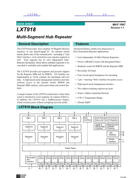 LXT918数据手册封面