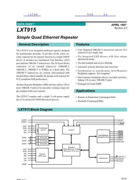 LXT915数据手册封面