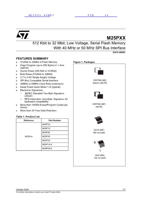 M25P05-AVME3数据手册封面