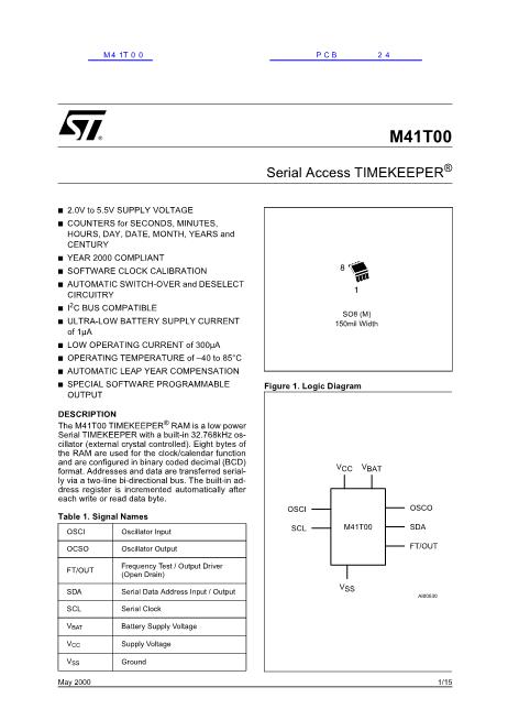 M41T00数据手册封面