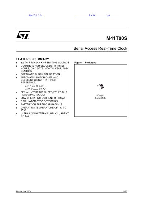 M41T00S数据手册封面