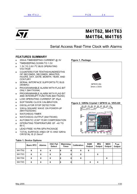 M41T62数据手册封面