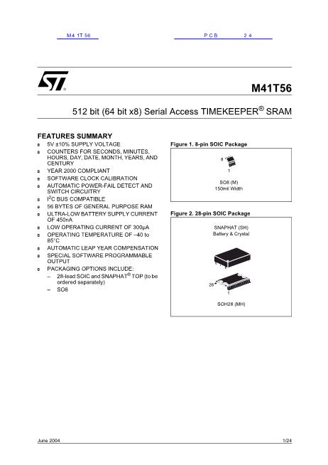 M41T56数据手册封面