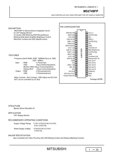 M52749FP数据手册封面