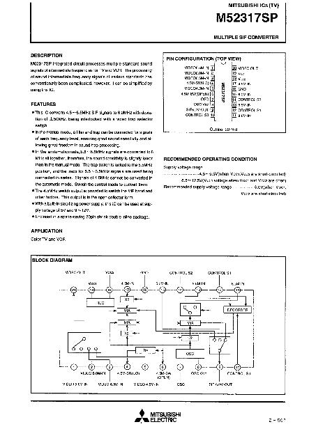 M52317數(shù)據(jù)手冊封面