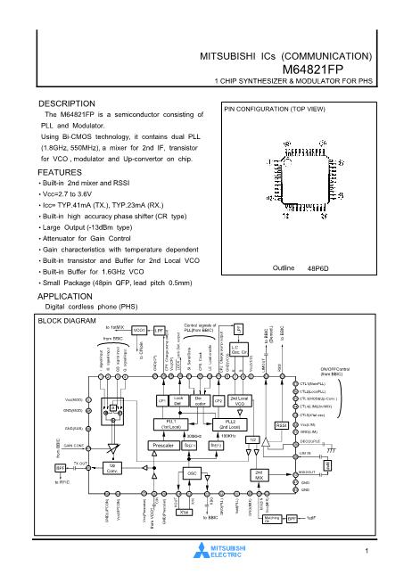 M64821數(shù)據(jù)手冊封面