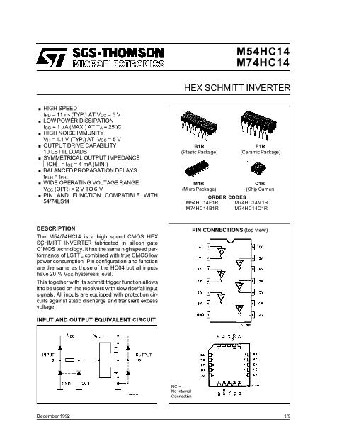 M74HC14B1數(shù)據(jù)手冊封面