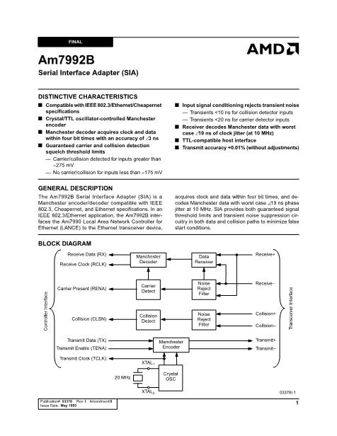 AM7992數(shù)據(jù)手冊(cè)封面