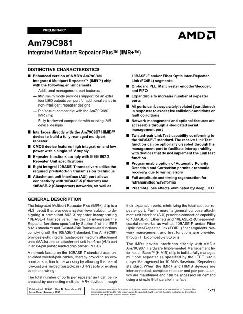 AM79C981数据手册封面