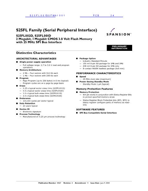 S25FL001D0FMAI001數(shù)據(jù)手冊(cè)封面