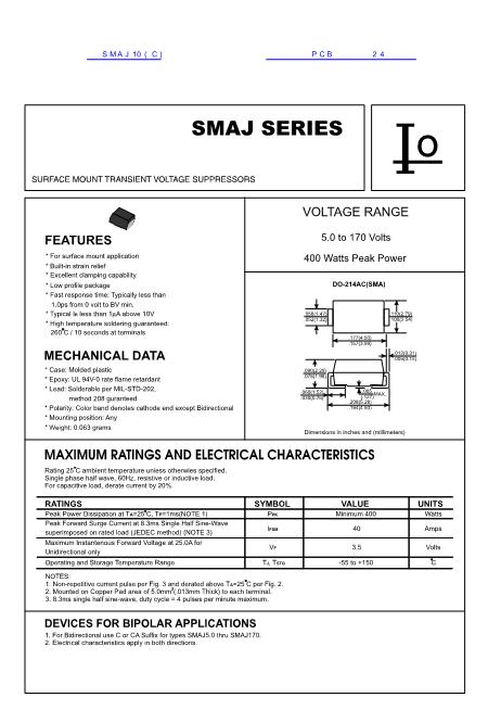 SMAJ10(C)数据手册封面