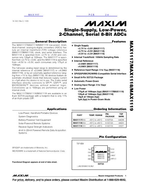 MAX1117数据手册封面