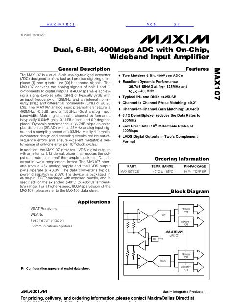 MAX107数据手册封面