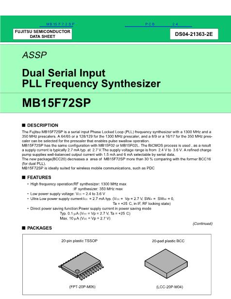 MB15F72SP数据手册封面