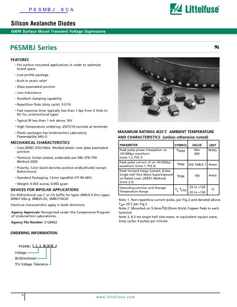 P6SMBJ.8CA数据手册封面