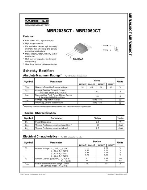 MBR2035CT数据手册封面