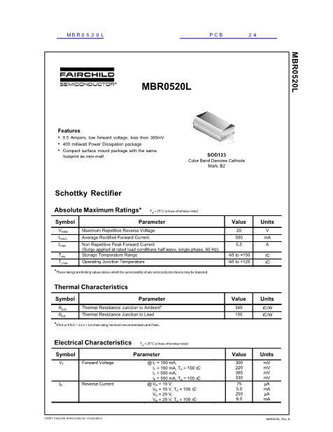 MBR0520L数据手册封面