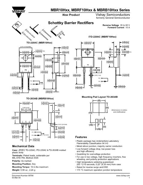 MBR10H數(shù)據(jù)手冊(cè)封面