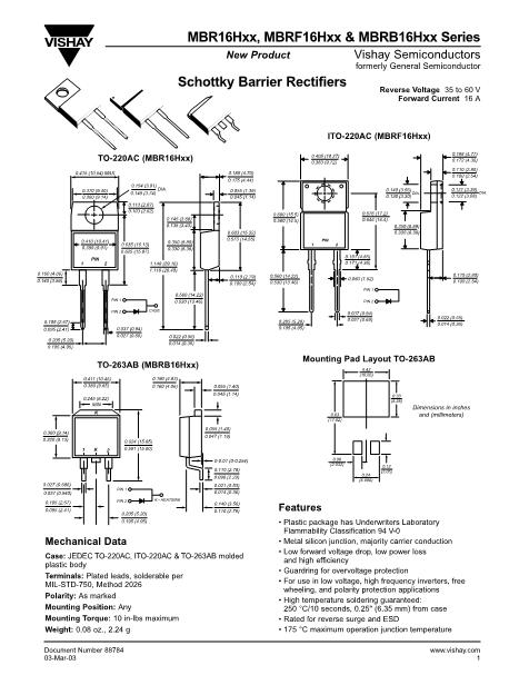 MBR16H35數(shù)據(jù)手冊封面