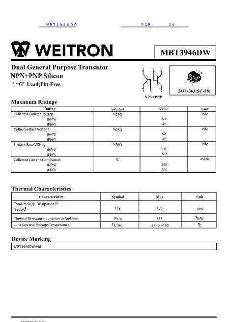 MBT3946DW數(shù)據(jù)手冊封面