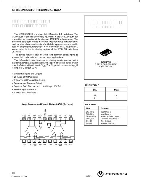 MC100EL56DW数据手册封面