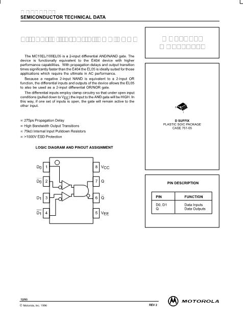 MC100EL05D數(shù)據(jù)手冊封面