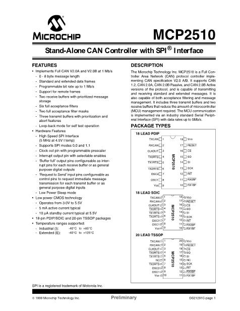 MCP2510数据手册封面