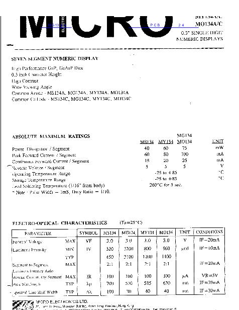 MG134A數(shù)據(jù)手冊封面