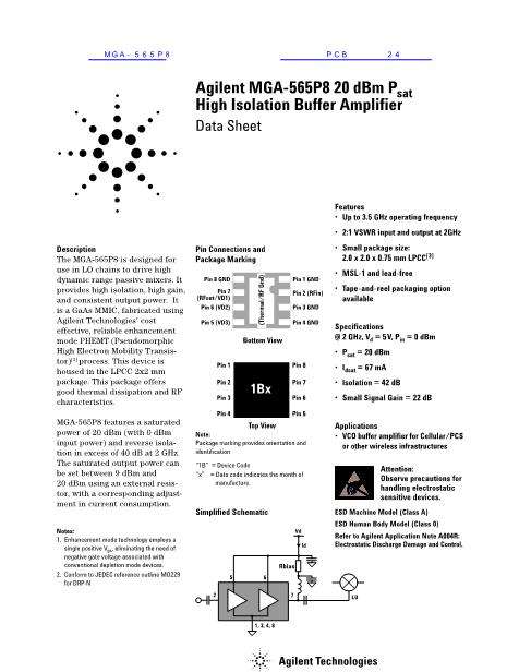 MGA-565P8数据手册封面