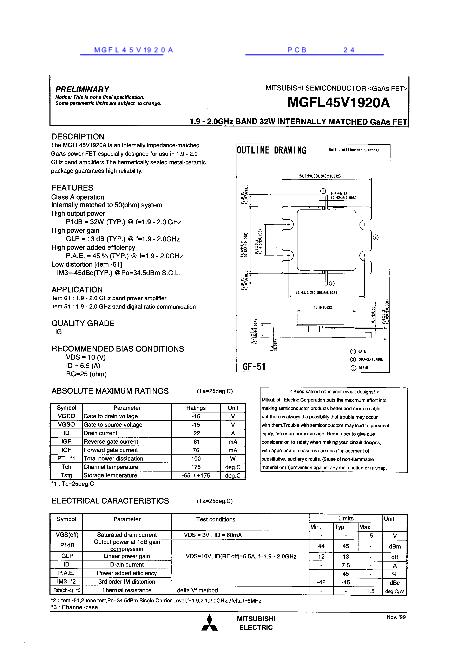 MGFL45V1920A數(shù)據(jù)手冊封面