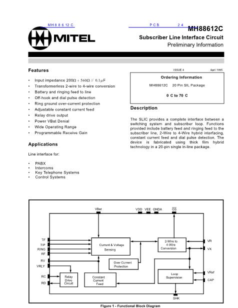 MH88612C数据手册封面