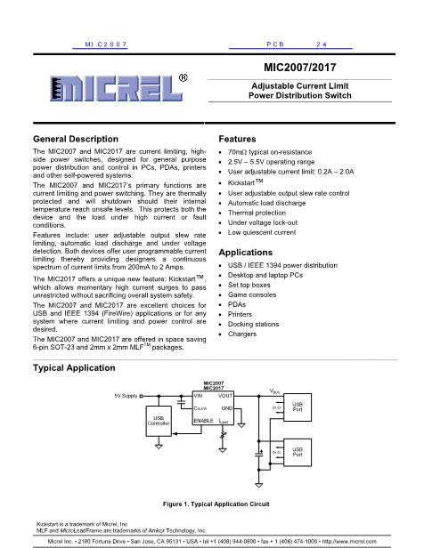 MIC2007数据手册封面