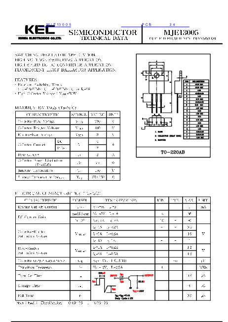 MJE13005數(shù)據(jù)手冊(cè)封面