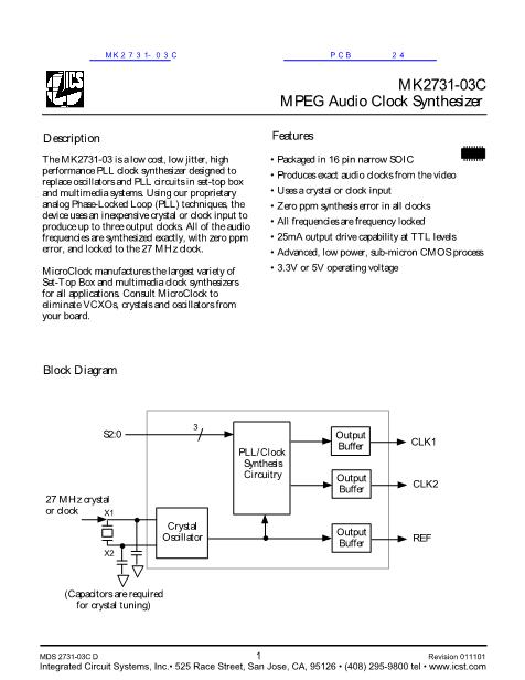 MK2731-03C數(shù)據(jù)手冊封面