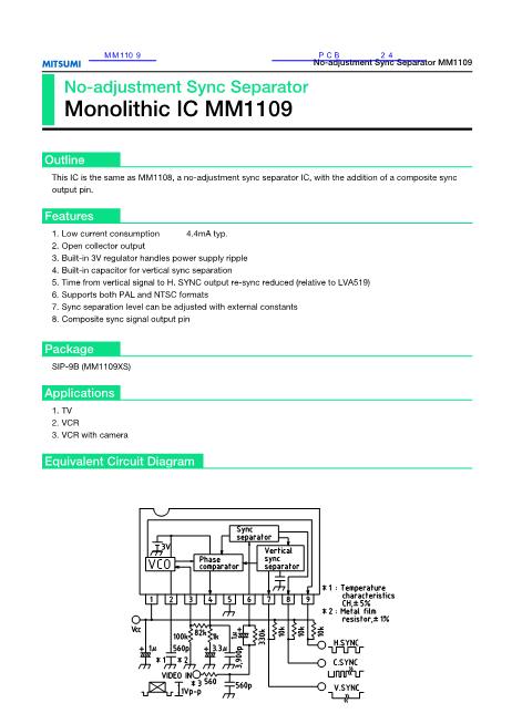 MM1109数据手册封面