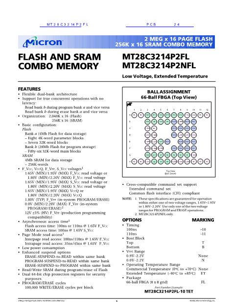 MT28C3214P2FL數(shù)據手冊封面