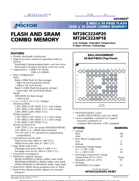 MT28C3224P18數(shù)據(jù)手冊(cè)封面
