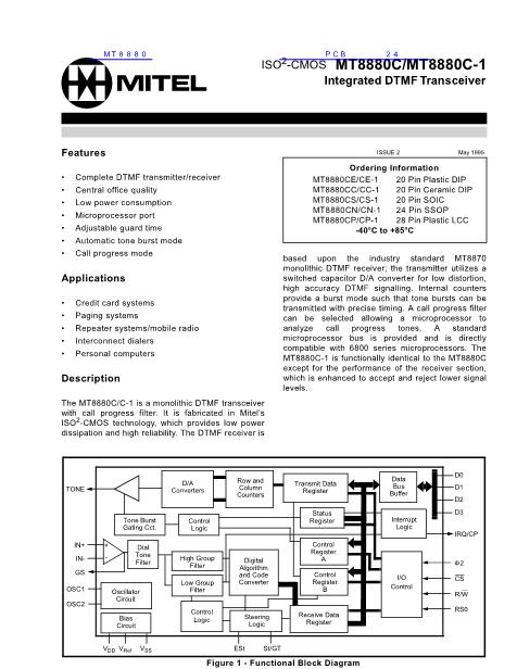 MT8880数据手册封面
