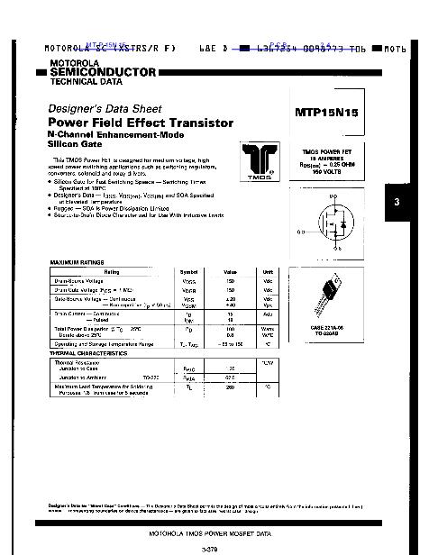 MTP15N15數(shù)據(jù)手冊(cè)封面