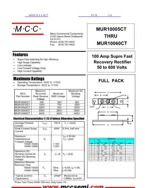 MUR10005CT數(shù)據(jù)手冊(cè)封面