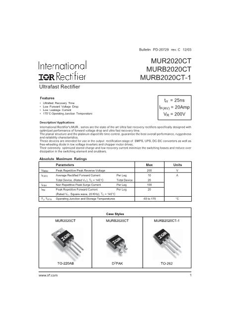 MURB2020CT数据手册封面